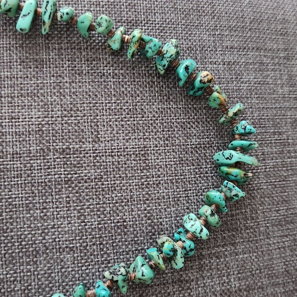 Native American Santo Domingo Chunky Turquoise & Heishi Vintage Necklace  💙🤎 - Picture 3 of 15